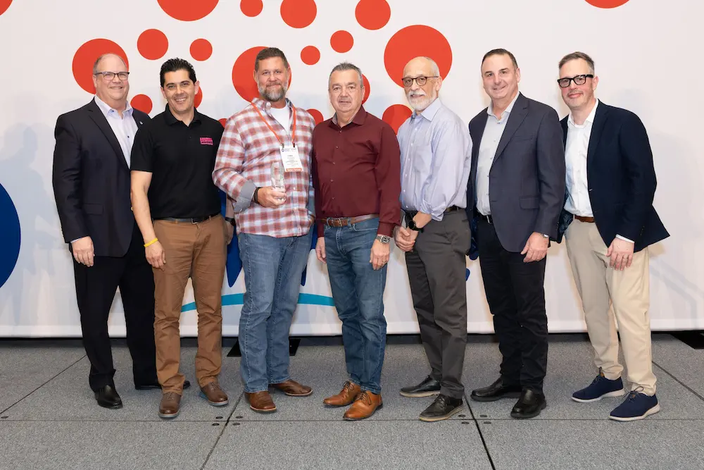 From left to right is: Fred Boehler, Save A Lot CEO, Jorge Gonzales , Ahorra Mucho, Chris Bergquist, Leevers Supermarkets, Jorge Ortega, Save A Lot Area Business Partner, Kelly Lemos, Save A Lot Regional Director, Bill Mayo, Chief Operating Officer, Mark Kotcher, Senior Vice President of Sales and Operations