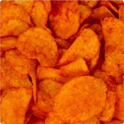 Barbecue potato chips closeup