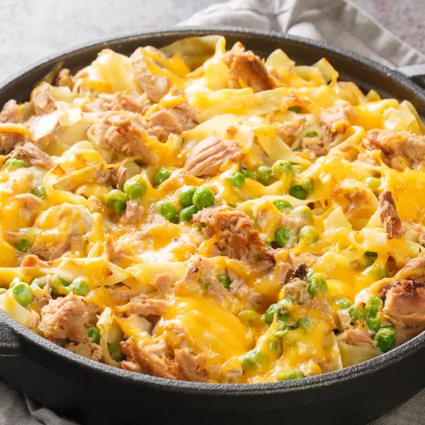 Buffalo Chicken Pasta Bake made with Hargis House Canned Chunk Chicken Breast