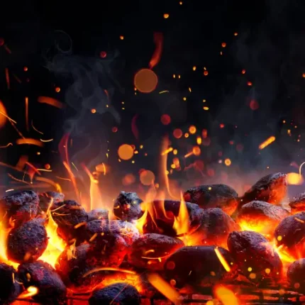 Charcoal burning closeup