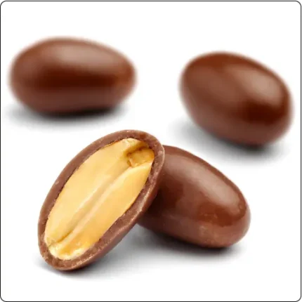 Chocolate covered peanuts closeup