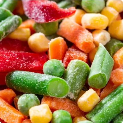 Assorted frozen vegetables closeup