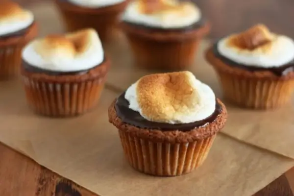Campfire Smores Cupcake recipe using Sunny's Honey Graham Crackers