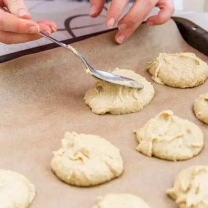 Cookie dough on wax paper closeup