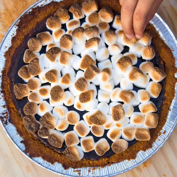 S'mores Ice Cream Cake made with Crown Creamery Rocky Road Ice Cream