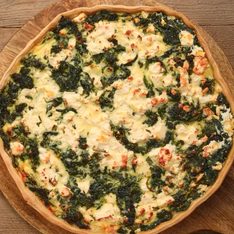 Spinach quiche made with Coburn Farms Heavy Cream