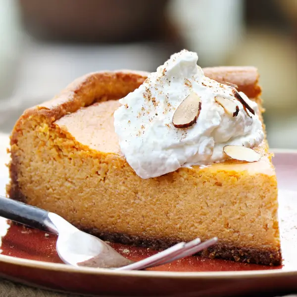 Plated No Bake Pumpkin Cheesecake