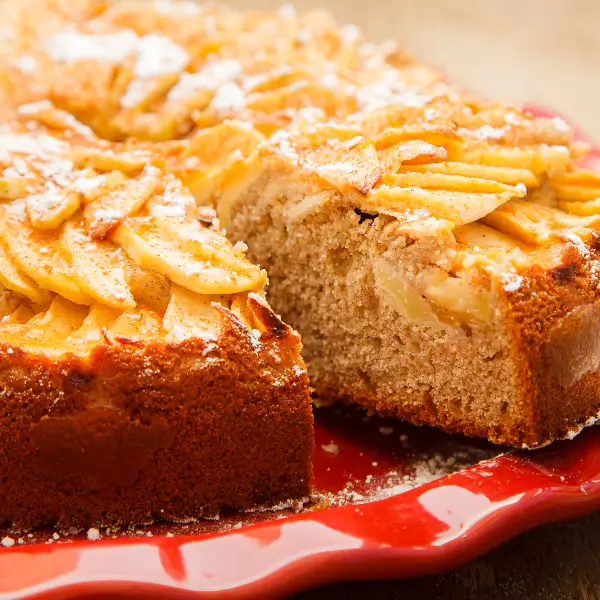 German Apple Cake made Ginger Evans sugar, flour, and baking powder