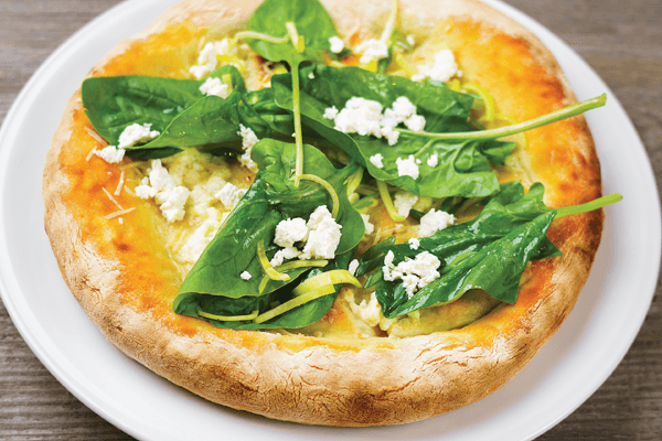 Spinach Naan Flatbread Pizza