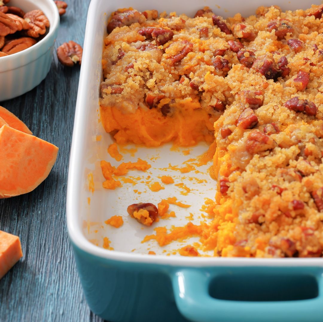 Sweet Potato Casserole with Pecan Streusel